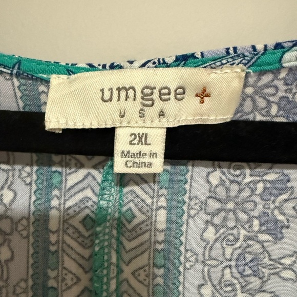 Umgee Plus Floral Green and Blue Romper Size 2X Coastal Cruise Beach Resort - Picture 6 of 7